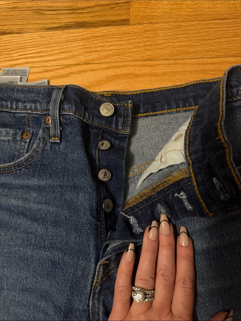 Levi's Dark Blue High-Rise Cutoff Denim Shorts - Picture 4 of 4
